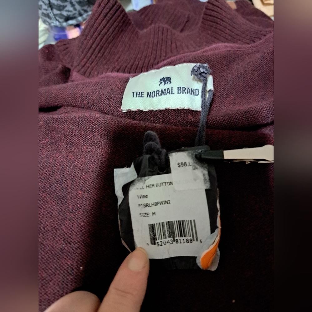 NWT THE NORMAL BRAND Men's Medium Burgundy Wine 4 Button Sweater Cabin Core - Picture 11 of 12